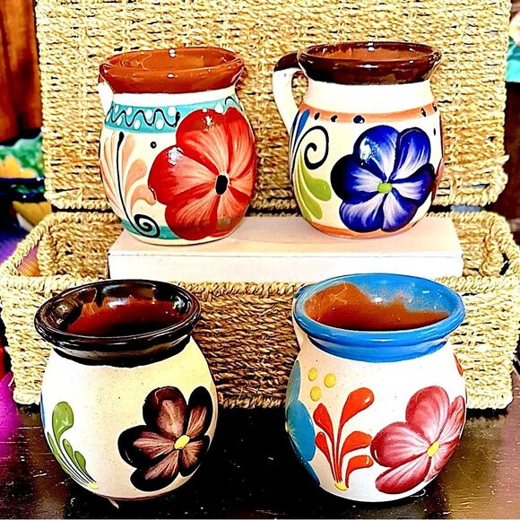 Jarritos de Barro Mexican Terracotta Mugs Set of 4 - Picture 2 of 5